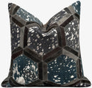 Canvello Genuine Cowhide Leather Decorative Throw Pillows - Handmade Patchwork Boho Accent Pillows For Sofa, Couch, Bed, Chair - Western Southwestern Farmhouse Pillow Covers With Feather Down Insert Included
