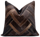 Canvello Genuine Cowhide Leather Decorative Throw Pillows - Handmade Patchwork Boho Accent Pillows For Sofa, Couch, Bed, Chair - Western Southwestern Farmhouse Pillow Covers With Feather Down Insert Included)