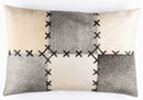 Canvello Genuine Cowhide Leather Decorative Throw Pillows - Handmade Patchwork Boho Accent Pillows For Sofa, Couch, Bed, Chair - Western Southwestern Farmhouse Pillow Covers With Feather Down Insert Included
