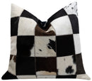 Canvello Genuine Cowhide Leather Decorative Throw Pillows - Handmade Patchwork Boho Accent Pillows For Sofa, Couch, Bed, Chair - Western Southwestern Farmhouse Pillow Covers With Feather Down Insert Included