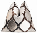 Canvello Genuine Cowhide Leather Decorative Throw Pillows - Handmade Patchwork Boho Accent Pillows For Sofa, Couch, Bed, Chair - Western Southwestern Farmhouse Pillow Covers With Feather Down Insert Included