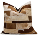 Canvello Genuine Cowhide Leather Decorative Throw Pillows - Handmade Patchwork Boho Accent Pillows For Sofa, Couch, Bed, Chair - Western Southwestern Farmhouse Pillow Covers With Feather Down Insert Included)