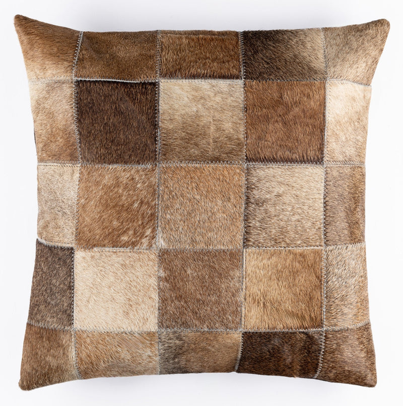 Canvello Genuine Cowhide Leather Decorative Throw Pillows - Handmade Patchwork Boho Accent Pillows For Sofa, Couch, Bed, Chair - Western Southwestern Farmhouse Pillow Covers With Feather Down Insert Included