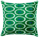 Canvello Green Blue  Handmade 16x16 Silk Velvet Pillow, Organic Veg Dyed, Down/Feather Filled