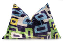 Canvello Green Blue  Handmade 16x24 Silk Velvet Pillow, Organic Veg Dyed, Down/Feather Filled