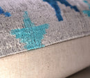 Canvello Handmade Blue Silver Start Print Throw Pillows - 24x16