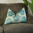 Canvello Handmade Blue Velvet Lumbar Pillow For Sofa - 16x24 in