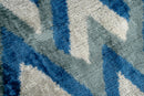 Canvello Handmade Chevron Velvet Throw Pillow in Blue and Grey - Ideal for Modern and Coastal Decor - 24x16 in