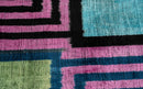 Canvello Handmade Geometric Velvet Throw Pillow with Vibrant Pink Blue Green - Perfect for Modern Interiors - 16x24 in