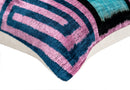 Canvello Handmade Geometric Velvet Throw Pillow with Vibrant Pink Blue Green - Perfect for Modern Interiors - 16x24 in
