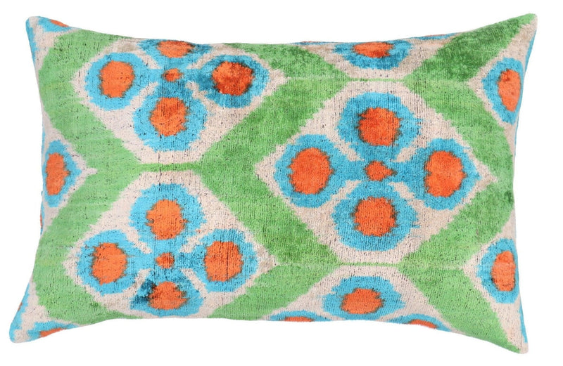 Canvello Handmade Green Orange Velvet Throw Pillows - 16x24 in