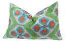 Canvello Handmade Green Orange Velvet Throw Pillows - 16x24 in