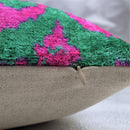 Canvello Handmade Green Pink Velvet Throw Pillow - 20x20