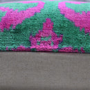 Canvello Handmade Green Pink Velvet Throw Pillow - 20x20