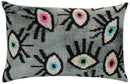 Canvello Handmade Luxury Handmade Velvet Silk Evil Eye Throw Pillow With Down Insert