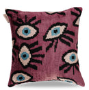 Canvello Handmade Luxury Handmade Velvet Silk Evil Eye Throw Pillow With Down Insert