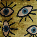 Canvello Handmade Luxury Handmade Velvet Silk Evil Eye Throw Pillow With Down Insert