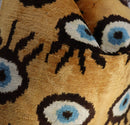 Canvello Handmade Luxury Handmade Velvet Silk Evil Eye Throw Pillow With Down Insert