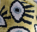 Canvello Handmade Luxury Handmade Velvet Silk Evil Eye Throw Pillow With Down Insert