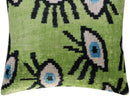 Canvello Handmade Luxury Handmade Velvet Silk Evil Eye Throw Pillow With Down Insert