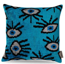 Canvello Handmade Luxury Handmade Velvet Silk Evil Eye Throw Pillow With Down Insert