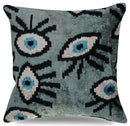 Canvello Handmade Luxury Handmade Velvet Silk Evil Eye Throw Pillow With Down Insert