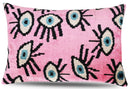 Canvello Handmade Luxury Handmade Velvet Silk Evil Eye Throw Pillow With Down Insert