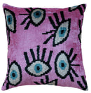 Canvello Handmade Luxury Handmade Velvet Silk Evil Eye Throw Pillow With Down Insert