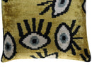 Canvello Handmade Luxury Handmade Velvet Silk Evil Eye Throw Pillow With Down Insert