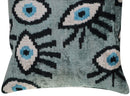 Canvello Handmade Luxury Handmade Velvet Silk Evil Eye Throw Pillow With Down Insert