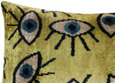 Canvello Handmade Luxury Handmade Velvet Silk Evil Eye Throw Pillow With Down Insert