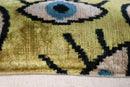 Canvello Handmade Luxury Handmade Velvet Silk Evil Eye Throw Pillow With Down Insert