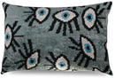 Canvello Handmade Luxury Handmade Velvet Silk Evil Eye Throw Pillow With Down Insert