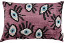 Canvello Handmade Luxury Handmade Velvet Silk Evil Eye Throw Pillow With Down Insert