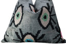 Canvello Handmade Luxury Handmade Velvet Silk Evil Eye Throw Pillow With Down Insert