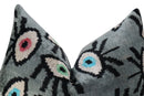 Canvello Handmade Luxury Handmade Velvet Silk Evil Eye Throw Pillow With Down Insert