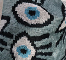 Canvello Handmade Luxury Handmade Velvet Silk Evil Eye Throw Pillow With Down Insert