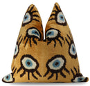 Canvello Handmade Luxury Handmade Velvet Silk Evil Eye Throw Pillow With Down Insert