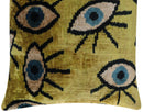Canvello Handmade Luxury Handmade Velvet Silk Evil Eye Throw Pillow With Down Insert