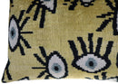 Canvello Handmade Luxury Handmade Velvet Silk Evil Eye Throw Pillow With Down Insert