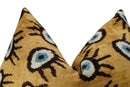 Canvello Handmade Luxury Handmade Velvet Silk Evil Eye Throw Pillow With Down Insert
