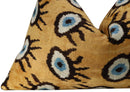 Canvello Handmade Luxury Handmade Velvet Silk Evil Eye Throw Pillow With Down Insert