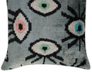Canvello Handmade Luxury Handmade Velvet Silk Evil Eye Throw Pillow With Down Insert