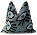 Canvello Handmade Luxury Handmade Velvet Silk Evil Eye Throw Pillow With Down Insert