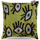 Canvello Handmade Luxury Handmade Velvet Silk Evil Eye Throw Pillow With Down Insert