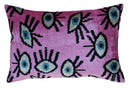 Canvello Handmade Luxury Handmade Velvet Silk Evil Eye Throw Pillow With Down Insert