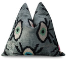 Canvello Handmade Luxury Handmade Velvet Silk Evil Eye Throw Pillow With Down Insert