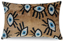Canvello Handmade Luxury Handmade Velvet Silk Evil Eye Throw Pillow With Down Insert