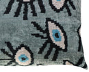 Canvello Handmade Luxury Handmade Velvet Silk Evil Eye Throw Pillow With Down Insert