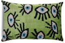 Canvello Handmade Luxury Handmade Velvet Silk Evil Eye Throw Pillow With Down Insert
